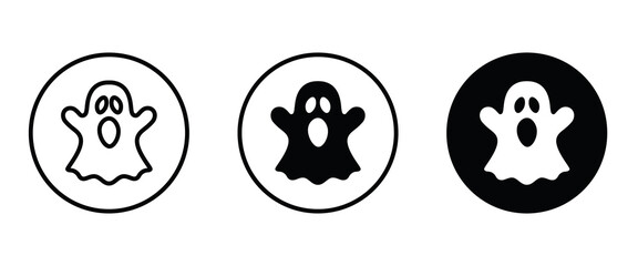 Scary ghosts icon, Halloween character icon button, vector, sign, symbol, logo, illustration, editable stroke, flat design style isolated on white