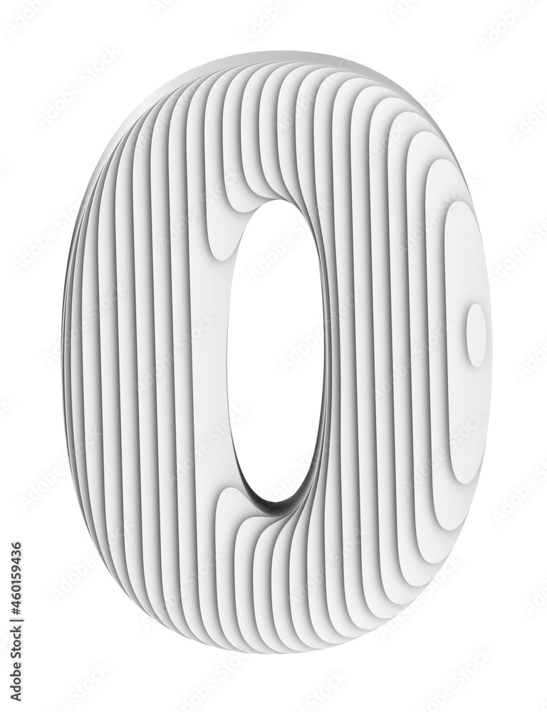 Fototapete 3d render of abstract art black and white monochrome surreal big number zero 0 based on parallel sli