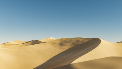 desert landscape of dunes with clear sky. 3d rendering