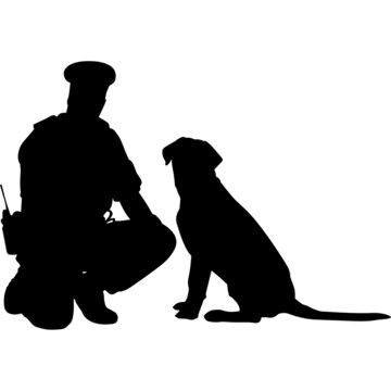 silhouette police officer with dog clip art preview