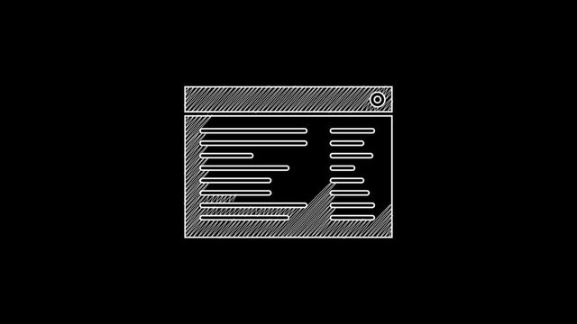 White line Software, web developer programming code icon isolated on black background. Javascript computer script random parts of program code. 4K Video motion graphic animation