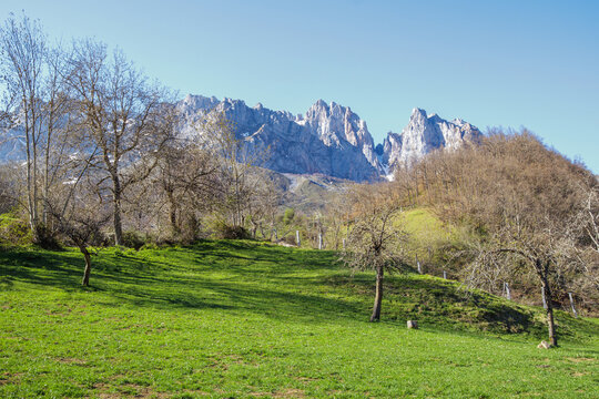 Panoramic of Picos de Europa, Posada de Valdeon, Leon (Spain)