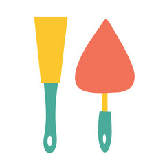 Spatula of different shapes and sizes on an isolated background. construction tools as a design element or logo.