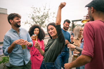 A group of firends during a party
