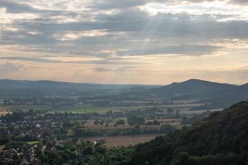 Country landscape over village Schaumburg in Germany