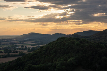 Fototapeta na wymiar Country landscape over village Schaumburg in Germany