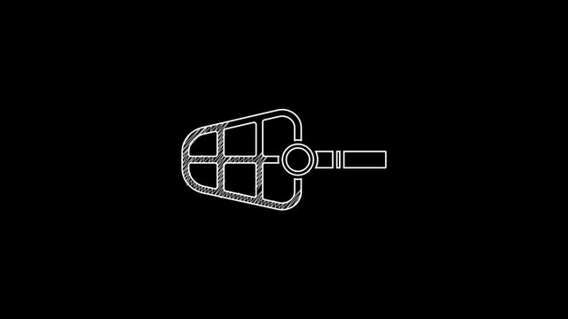 White line Dog muzzle icon isolated on black background. 4K Video motion graphic animation