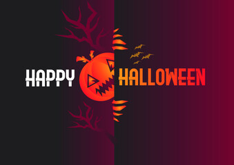 Happy Halloween, Set pumpkin on colorful background. The main symbol of the Happy Halloween holiday. Orange pumpkin with smile for your design for the holiday Halloween. Vector illustration.