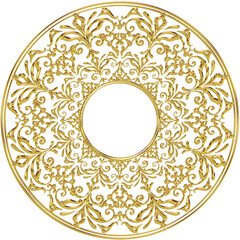 3D-image golden chrome openwork rosette ornament for interior decor