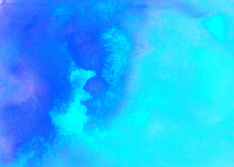 Hand drawn abstract blue watercolor background. Blue  background