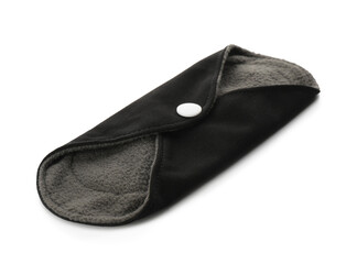 Cloth menstrual pad isolated on white. Reusable female hygiene product
