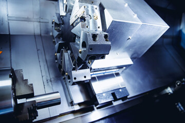 Macro photo industry CNC drill robot turning milling factory metal machine