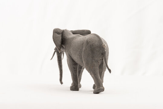 Gothenburg, Sweden - september 11 2021: Plastic toy elephant on white background.