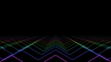 Wave Neon lines rainbow colored 3D illustration background