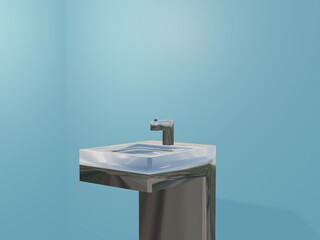 手洗い洗面台。手を洗いましょうの3d イラスト