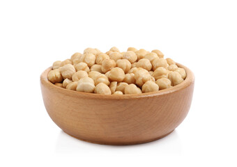 Bowl with tasty organic hazelnuts on white background