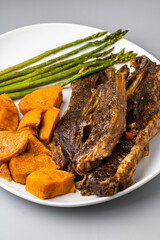 grilled pork chop with vegetables