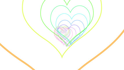 Heart Tube Neon lines rainbow colored 3D illustration background