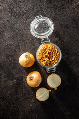 Pieces of fried onions