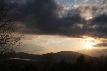 Landscape at sunset in Tuscany