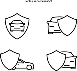 car insurance icons set isolated on white background. car insurance icon thin line outline linear car insurance symbol for logo, web, app, UI. car insurance icon simple sign.