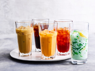 Variety of colored drinks