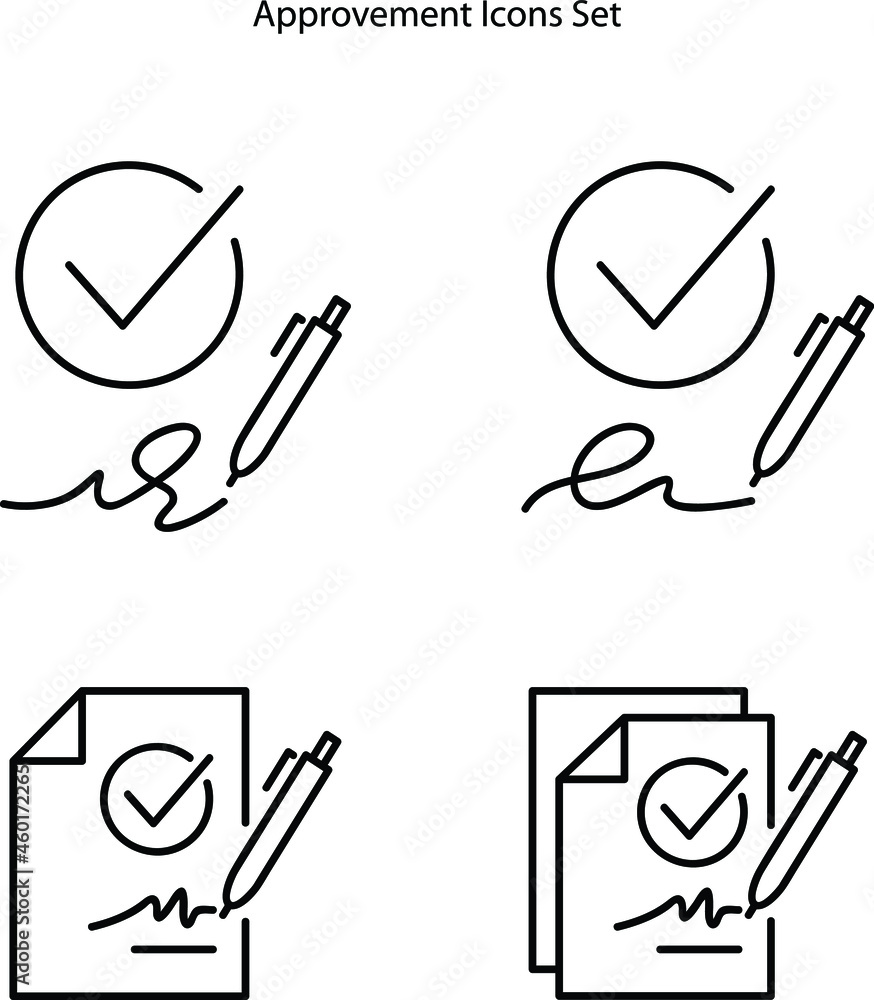 Poster approve icons set isolated on white background. approve icon thin line outline linear approve symbol
