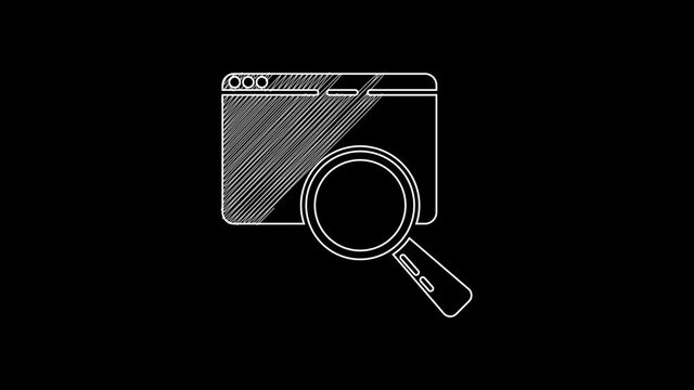 White line Search in a browser window icon isolated on black background. 4K Video motion graphic animation