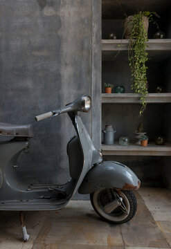Thailand, Ko Samui, Vintage scooter in hotel lobby