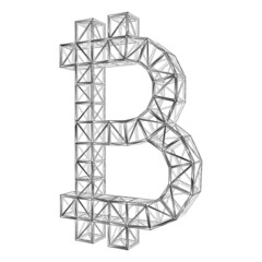 The structural symbol of bitcoin. Polygonal design of lines and points.