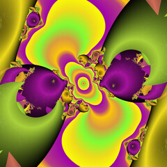 Violet pink yellow fractal abstract background with circles