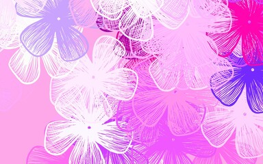 Light Pink vector doodle texture with flowers