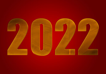 Fondo rojo con año dorado de 2022.