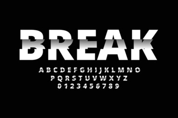 Font. Modern Break Font and Alphabet. Vector