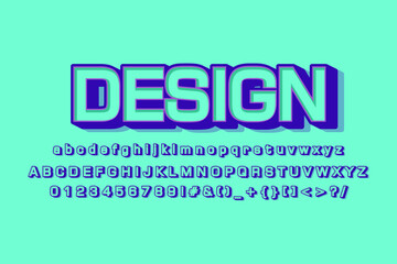 Font. Modern Stylized 3D Font and Alphabet