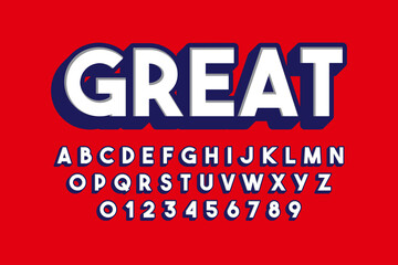 Font. Modern Stylized 3D Font and Alphabet