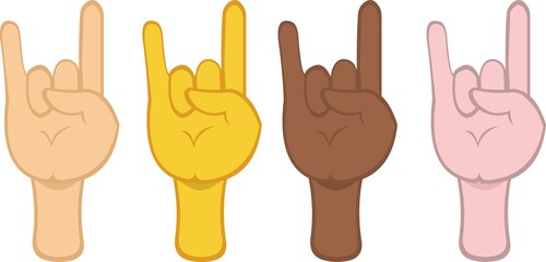 Vector illustration of hands making horn or heavy metal gesture