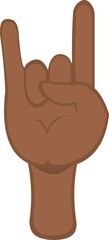 Vector emoticon illustration of a brown cartoon hand making a horns gesture or the classic heavy metal symbol