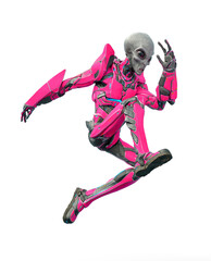 mega alien is jumping in action