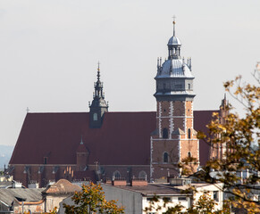 Bazylika Bożego Ciała w Krakowie widziana z zamku na Wawelu w Krakowie