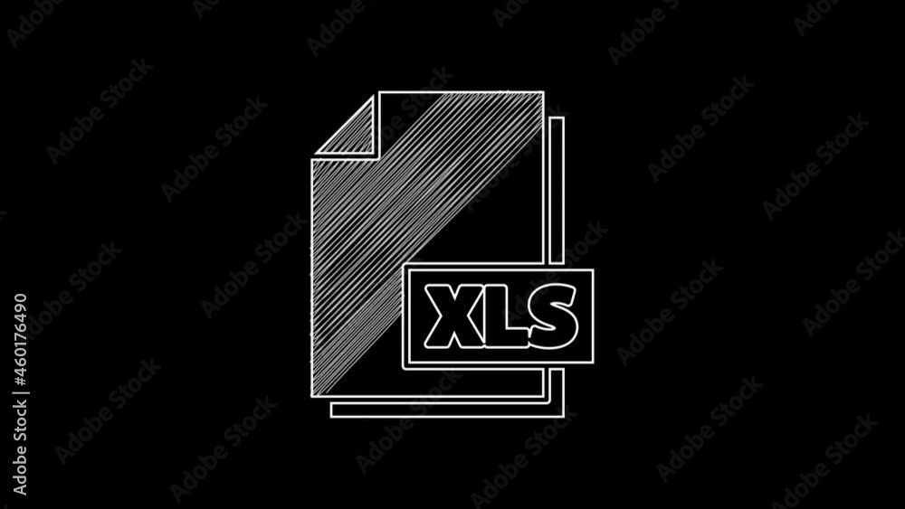 Poster white line xls file document. download xls button icon isolated on black background. excel file symb
