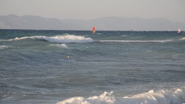 Windsurfing on the Aegean coast