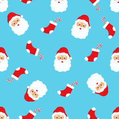 Santa Claus. Christmas and New Year's seamless pattern