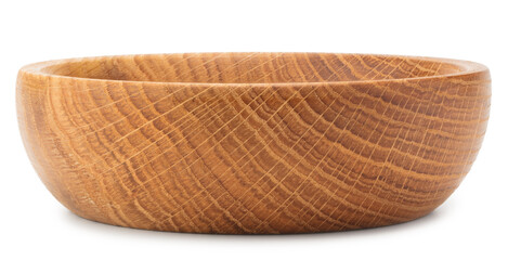 Obraz premium empty wooden bowl isolated on white background. clipping path