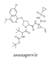 Asunaprevir hepatitis C virus (HCV) drug molecule. Skeletal formula.