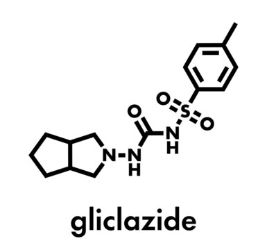 Gliclazide Diabetes Drug Molecule. Sulfonylurea Class Anti-diabetic Agent. Skeletal Formula.