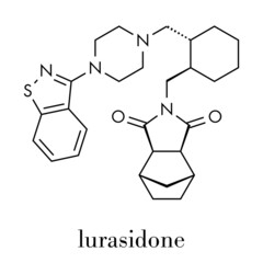 Lurasidone atypical antipsychotic drug molecule. Skeletal formula.