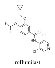 Roflumilast COPD drug molecule (PDE4 inhibitor). Skeletal formula.