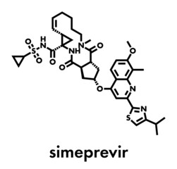 Simeprevir hepatitis C virus (HCV) drug molecule. Skeletal formula.