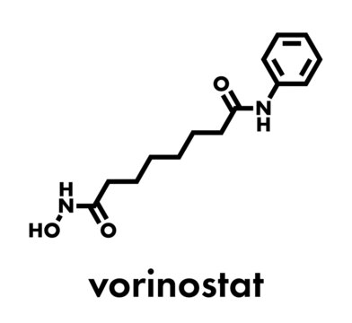 Vorinostat Cutaneous T Cell Lymphoma Drug Molecule. Acts As Histone Deacetylase Inhibitor. Skeletal Formula.